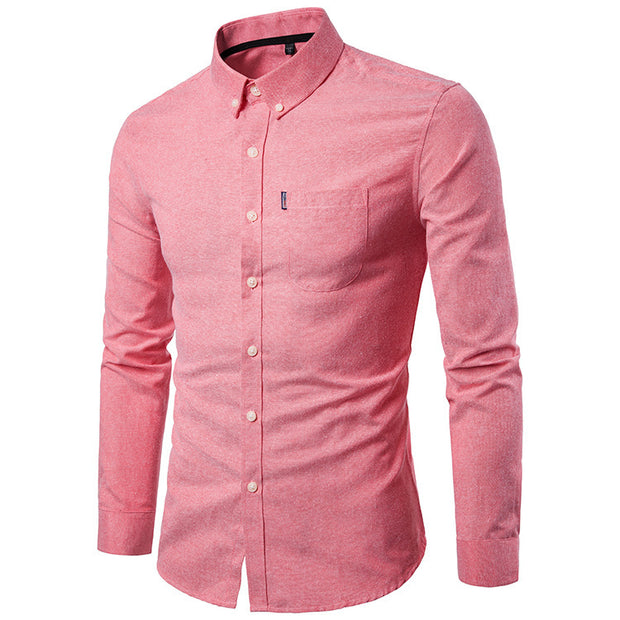 Men's Shirts Korean Men Slim Long Sleeve Dress Shirt