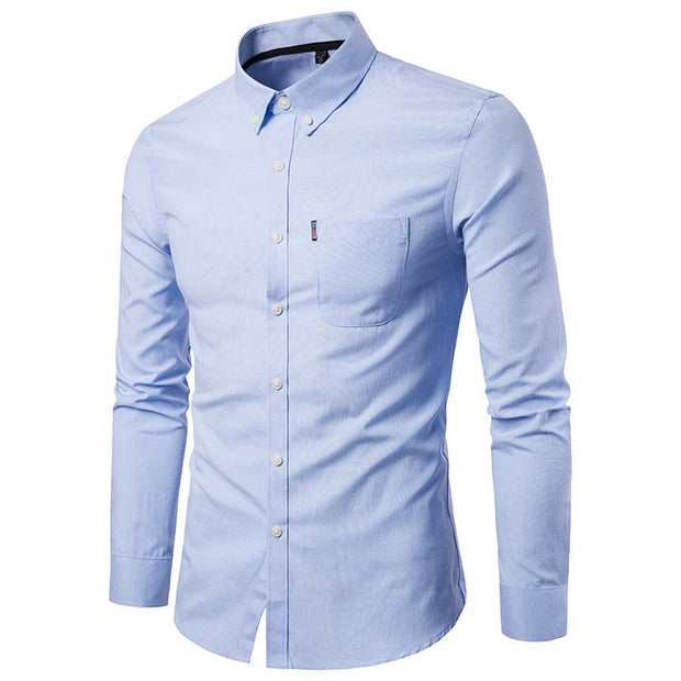 Men's Shirts Korean Men Slim Long Sleeve Dress Shirt